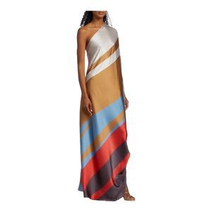 Silvia Tcherassi Gold and Orange One Shoulder Dress